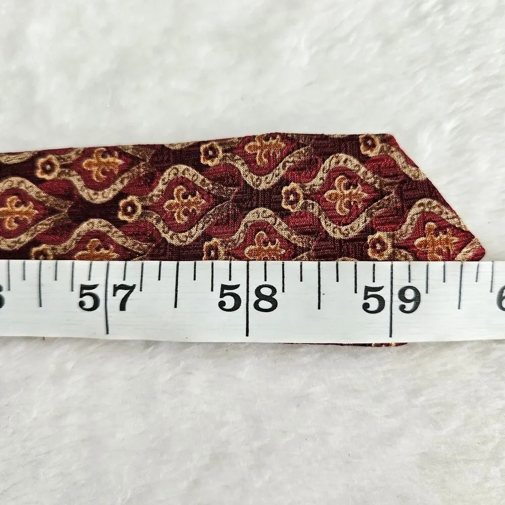 Metropolitan Museum Of Art Fleur-de-lis 100% Silk Mens Necktie Red Orange‎